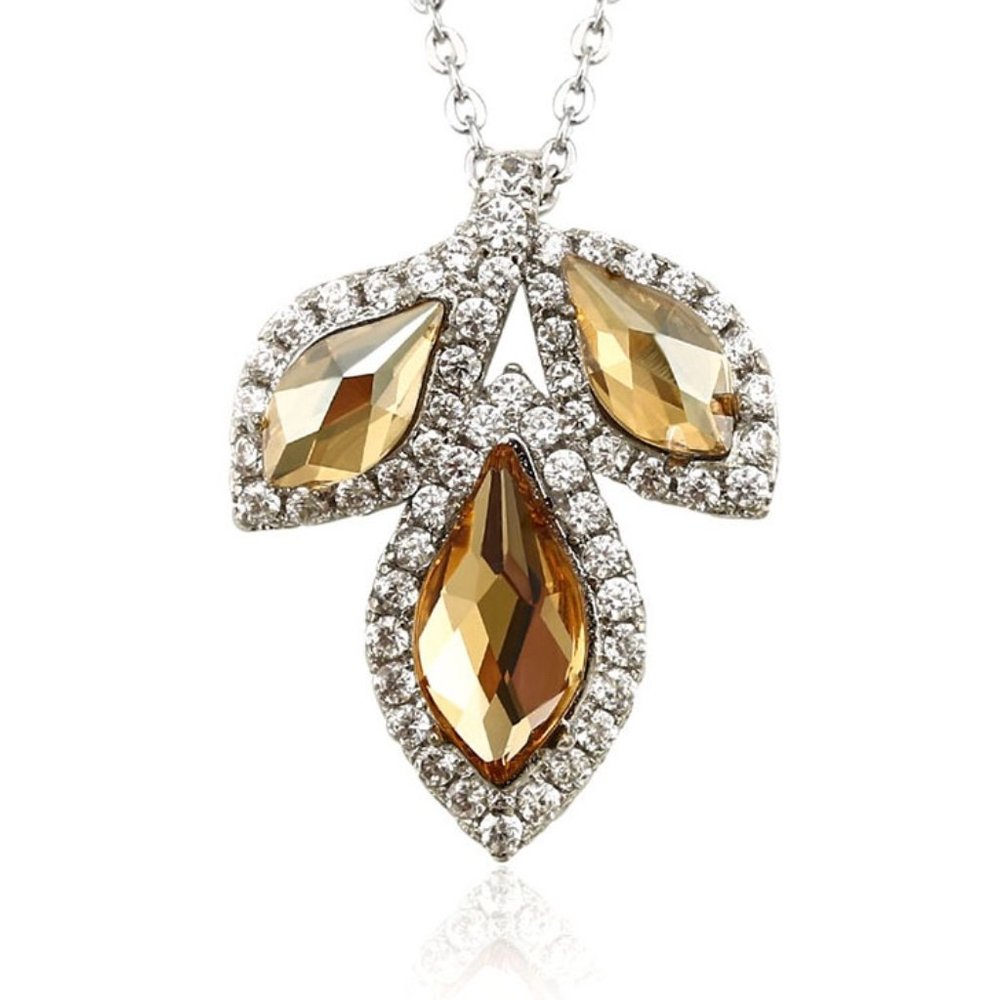 Gorgeous Tri-leaf Swarovski Necklace - Picture 2 of 11